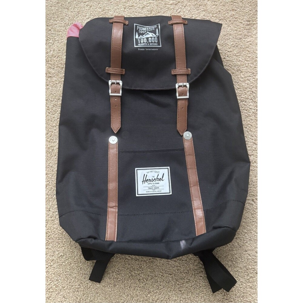 NEW! Herschel Retreat Backpack Black Brown Laptop Sleeve Lightweight Travel